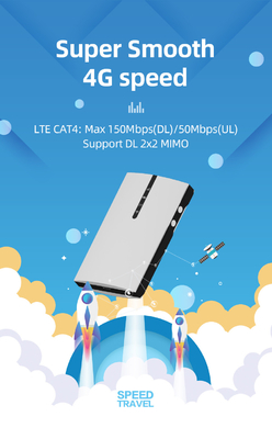 روتر 4G Lte موبایل با سرعت 150 مگابیت در ثانیه برای سفر باتری 2100 میلی آمپر ساعتی